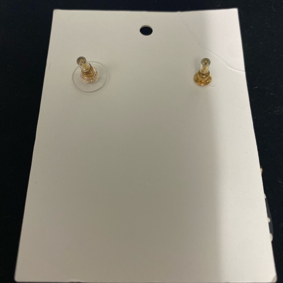 KINSLEY ARMELLE Doris Coll. Earrings, Clay Shapes, Blk/Wht w/Gold & Dust Bag - Picture 7 of 8